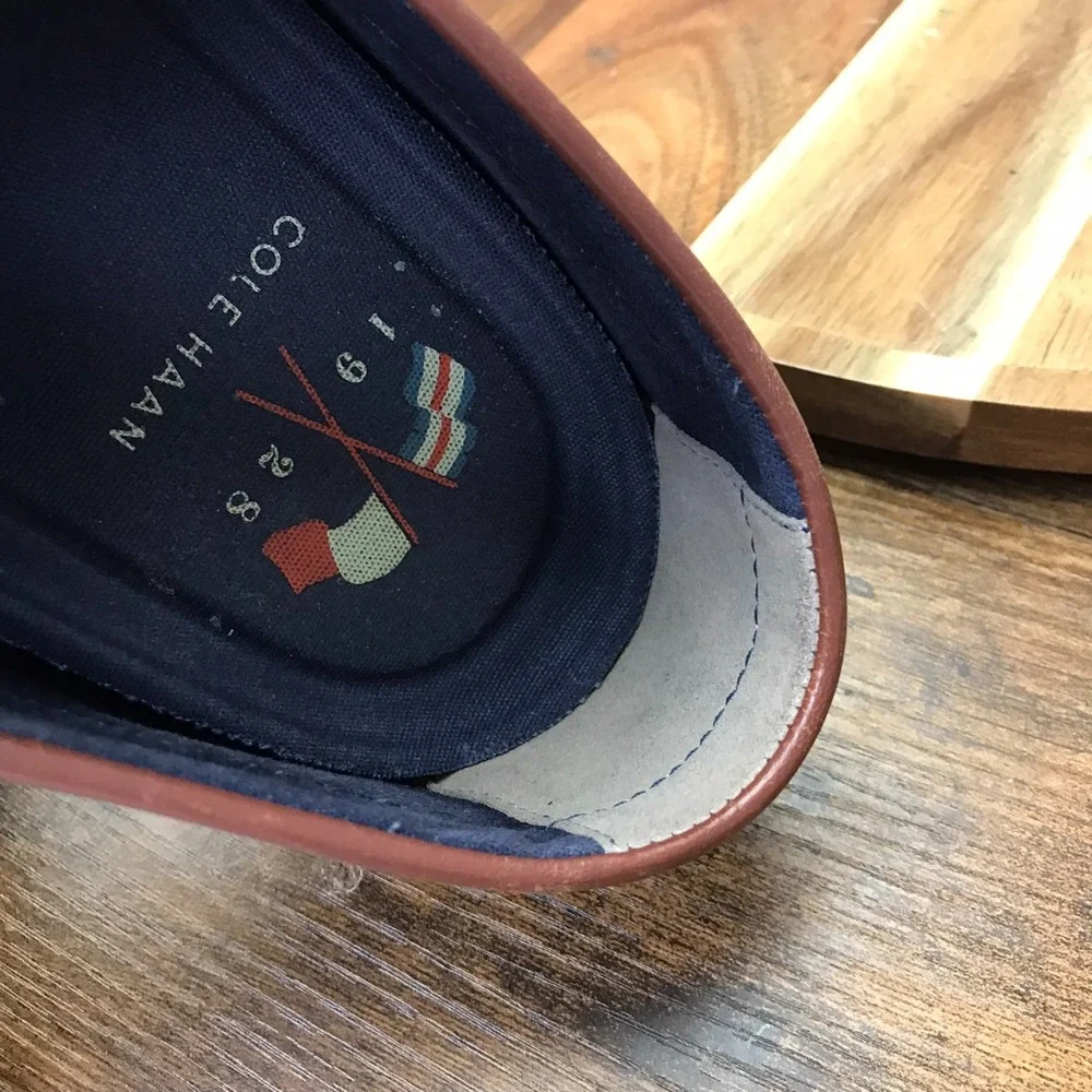 Cole Haan Nantucket Loafer II Mens 11M Navy Canvas Slip On Driving Moc Boat Shoe